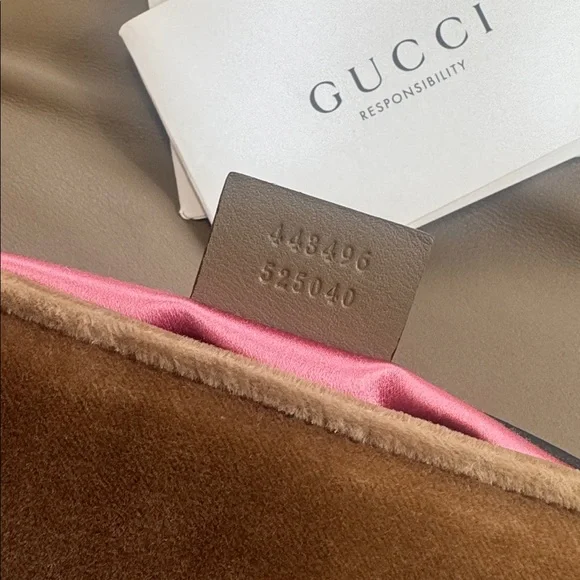 Gucci Tan Double G Marmont Medium Velvet Shoulder Bag - Picture 9 of 9
